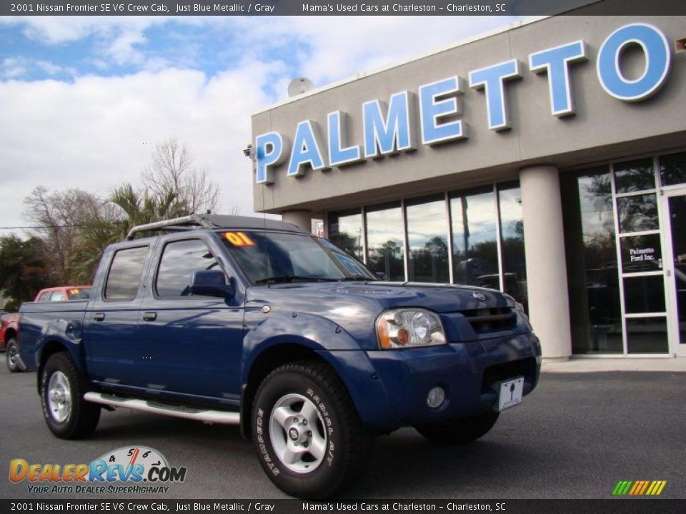 2001 Nissan Frontier SE V6 Crew Cab Just Blue Metallic / Gray Photo #3