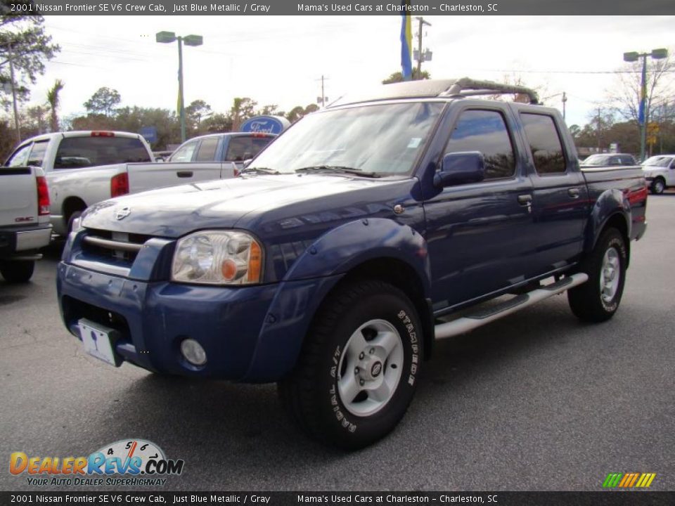 2001 Nissan Frontier SE V6 Crew Cab Just Blue Metallic / Gray Photo #5