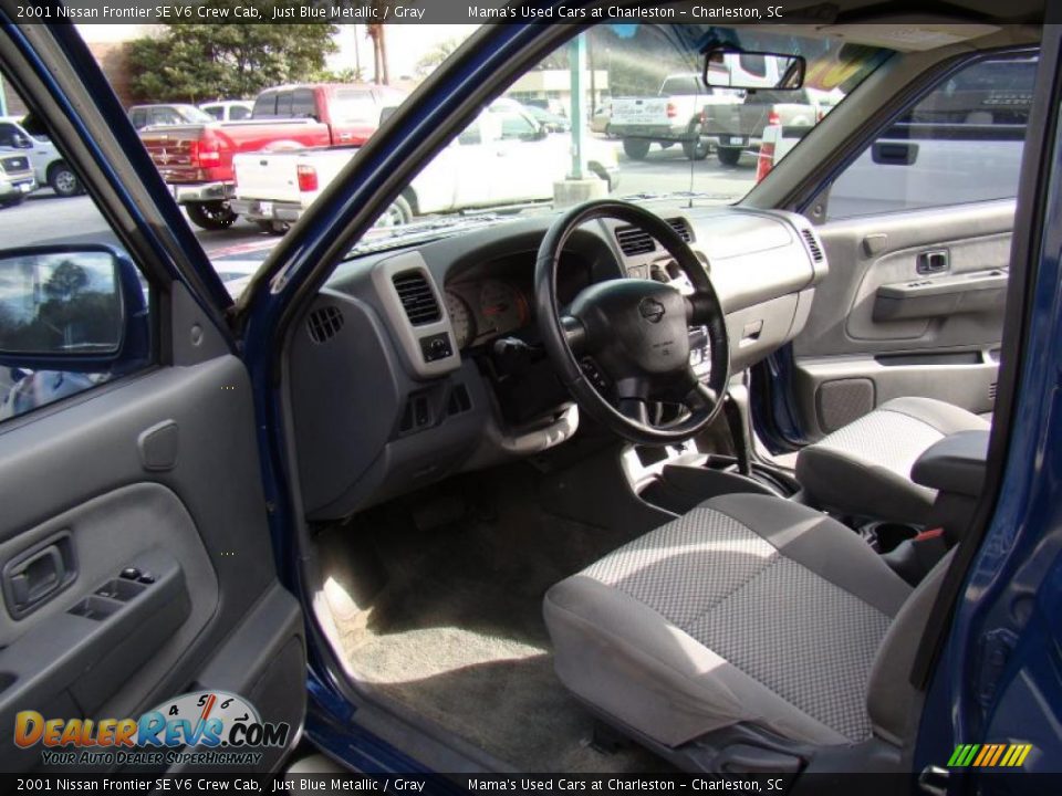 2001 Nissan Frontier SE V6 Crew Cab Just Blue Metallic / Gray Photo #10