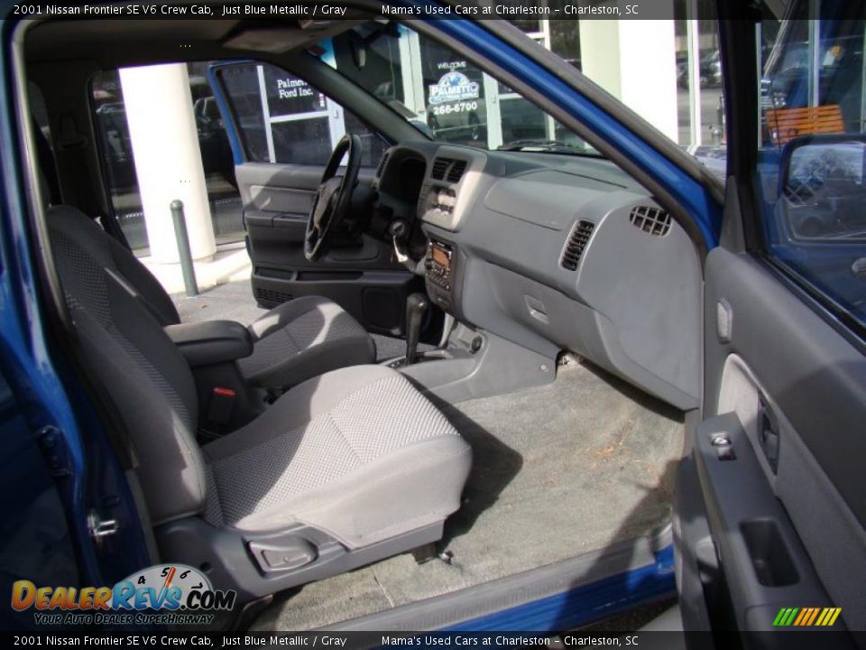 2001 Nissan Frontier SE V6 Crew Cab Just Blue Metallic / Gray Photo #14
