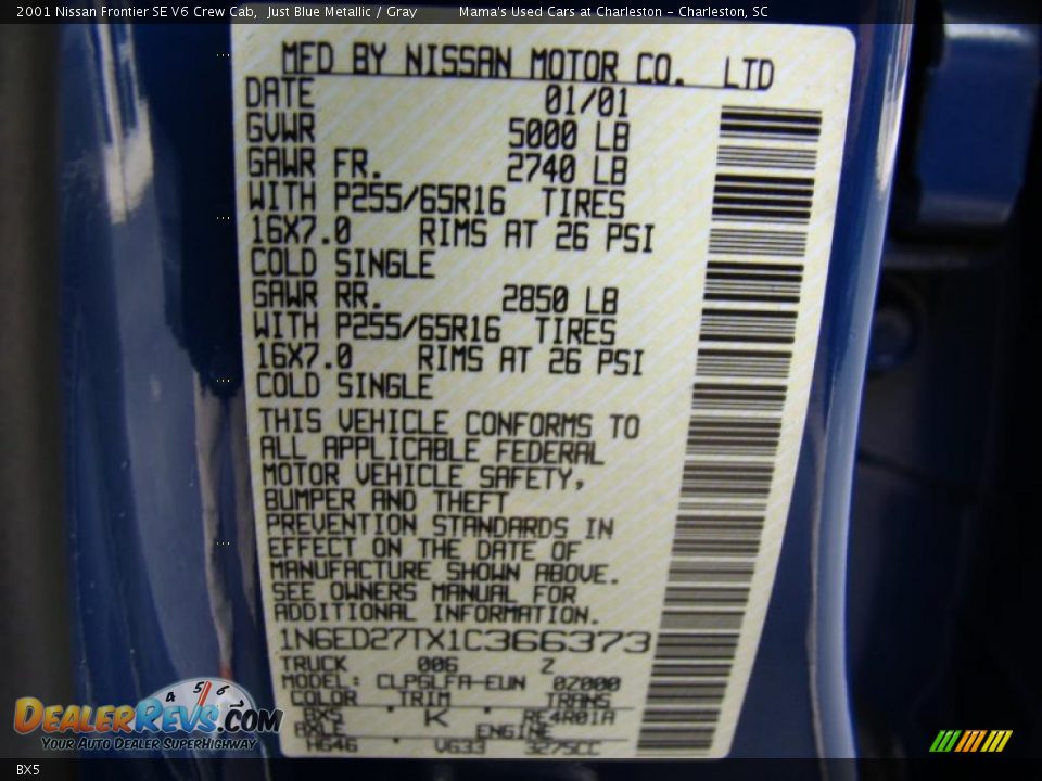 Nissan Color Code BX5 Just Blue Metallic