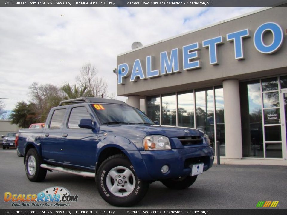 2001 Nissan Frontier SE V6 Crew Cab Just Blue Metallic / Gray Photo #32