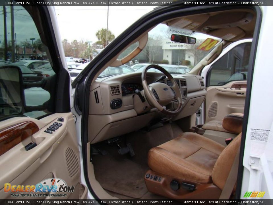 Castano Brown Leather Interior - 2004 Ford F350 Super Duty King Ranch Crew Cab 4x4 Dually Photo #10