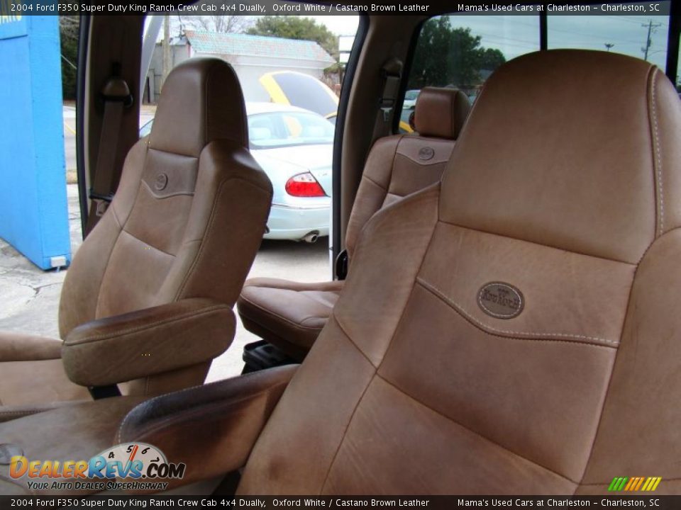 Castano Brown Leather Interior - 2004 Ford F350 Super Duty King Ranch Crew Cab 4x4 Dually Photo #12