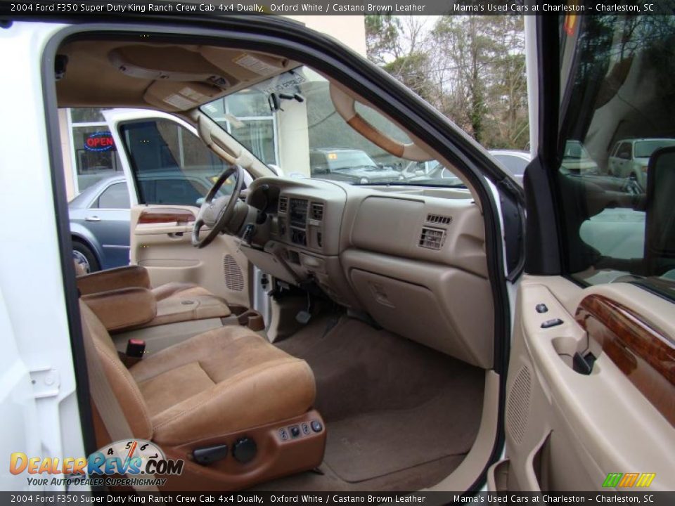 Castano Brown Leather Interior - 2004 Ford F350 Super Duty King Ranch Crew Cab 4x4 Dually Photo #15