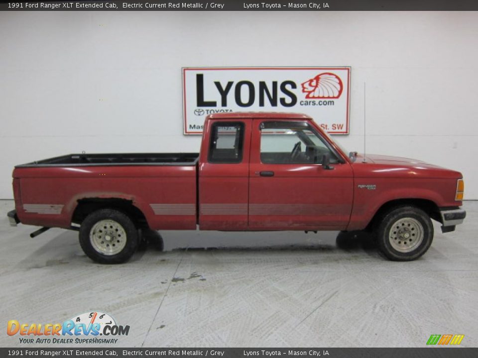 1991 Ford Ranger XLT Extended Cab Electric Current Red Metallic / Grey Photo #8