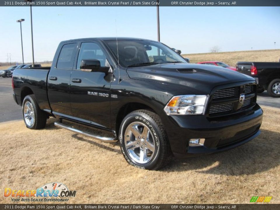 2011 Dodge Ram 1500 Sport Quad Cab 4x4 Brilliant Black Crystal Pearl / Dark Slate Gray Photo #3