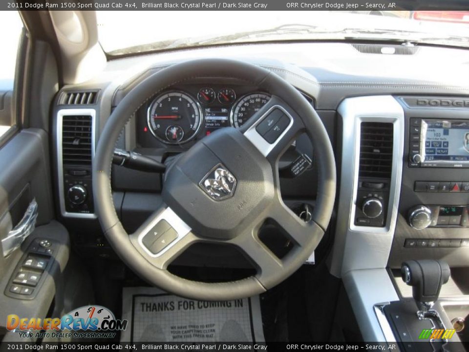 2011 Dodge Ram 1500 Sport Quad Cab 4x4 Brilliant Black Crystal Pearl / Dark Slate Gray Photo #9