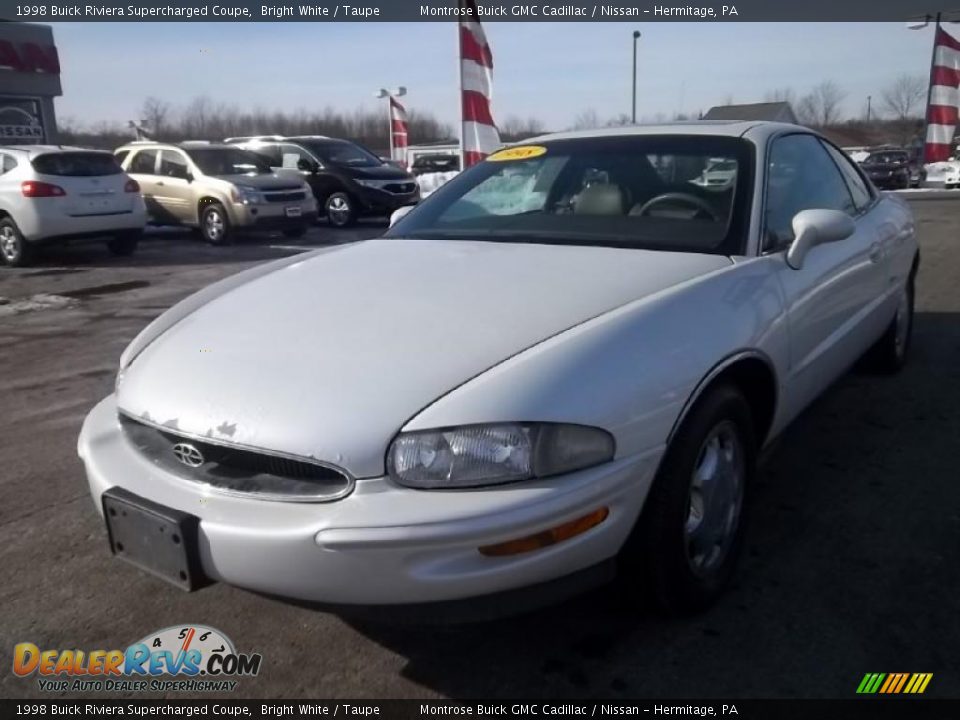 1998 Buick Riviera Supercharged Coupe Bright White / Taupe Photo #1