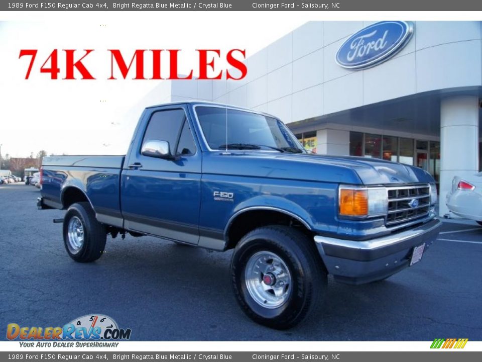 1989 Ford F150 Regular Cab 4x4 Bright Regatta Blue Metallic / Crystal Blue Photo #1