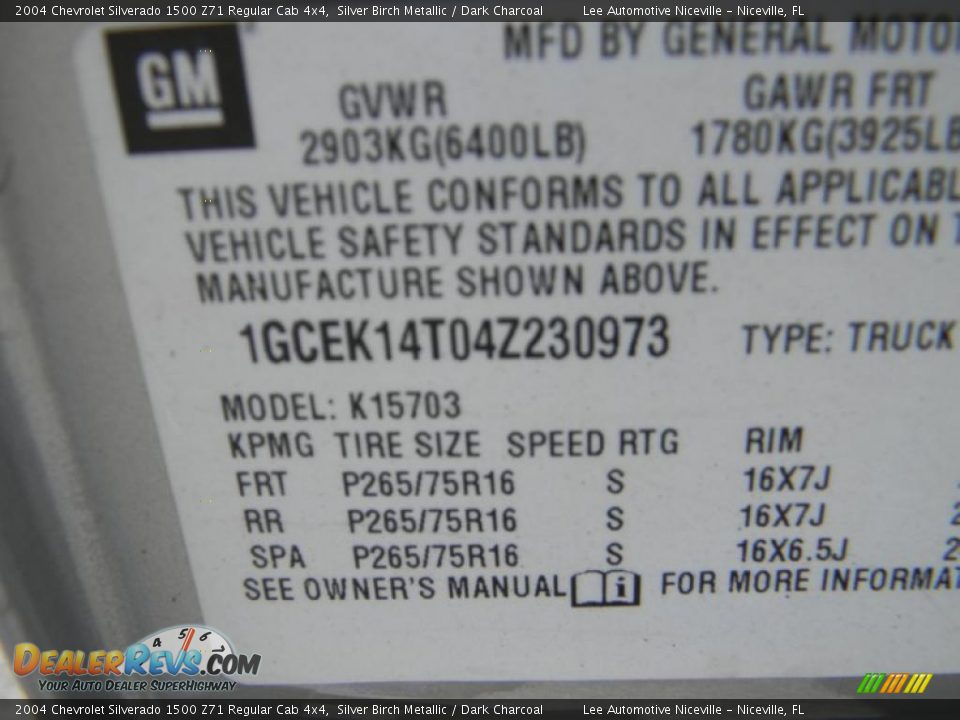 2004 Chevrolet Silverado 1500 Z71 Regular Cab 4x4 Silver Birch Metallic / Dark Charcoal Photo #20