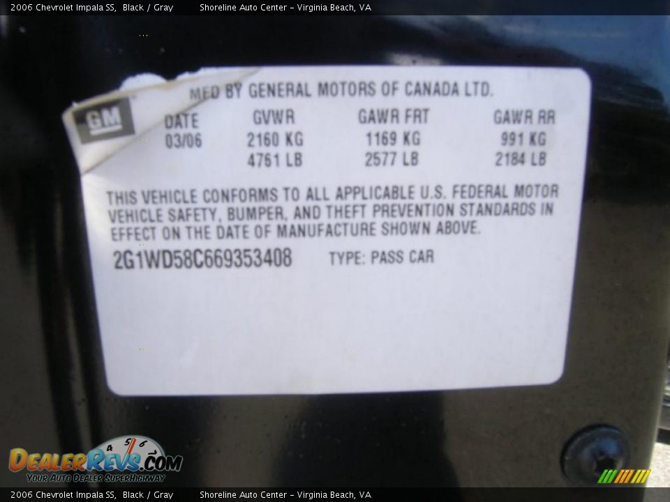 2006 Chevrolet Impala SS Black / Gray Photo #25