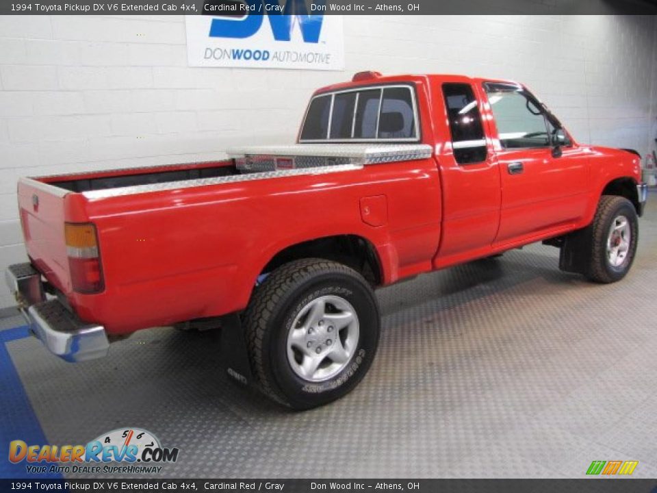 1994 Toyota Pickup DX V6 Extended Cab 4x4 Cardinal Red / Gray Photo #4
