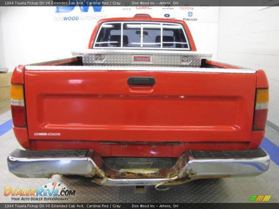 1994 Toyota Pickup DX V6 Extended Cab 4x4 Cardinal Red / Gray Photo #6