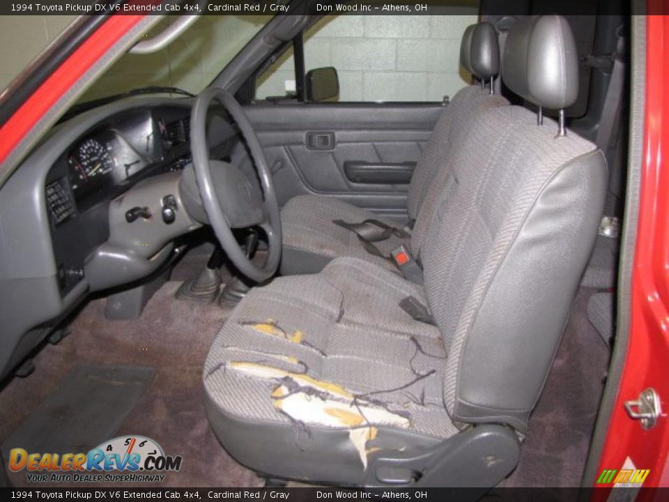 1994 Toyota Pickup DX V6 Extended Cab 4x4 Cardinal Red / Gray Photo #10