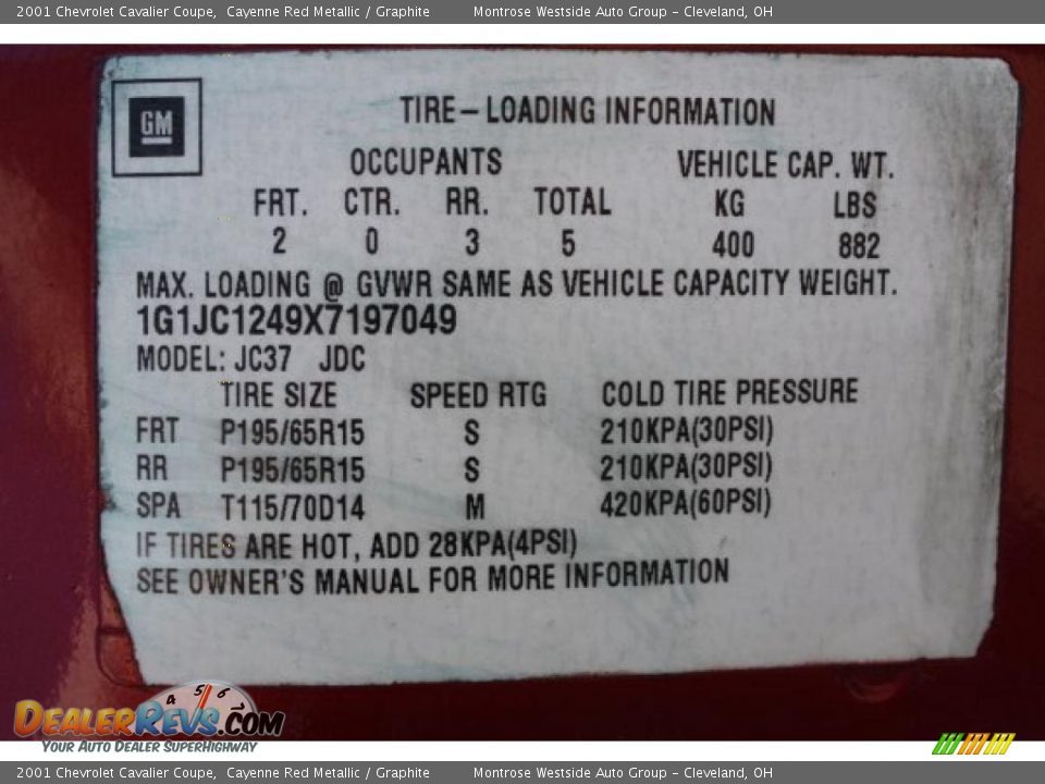 2001 Chevrolet Cavalier Coupe Cayenne Red Metallic / Graphite Photo #21