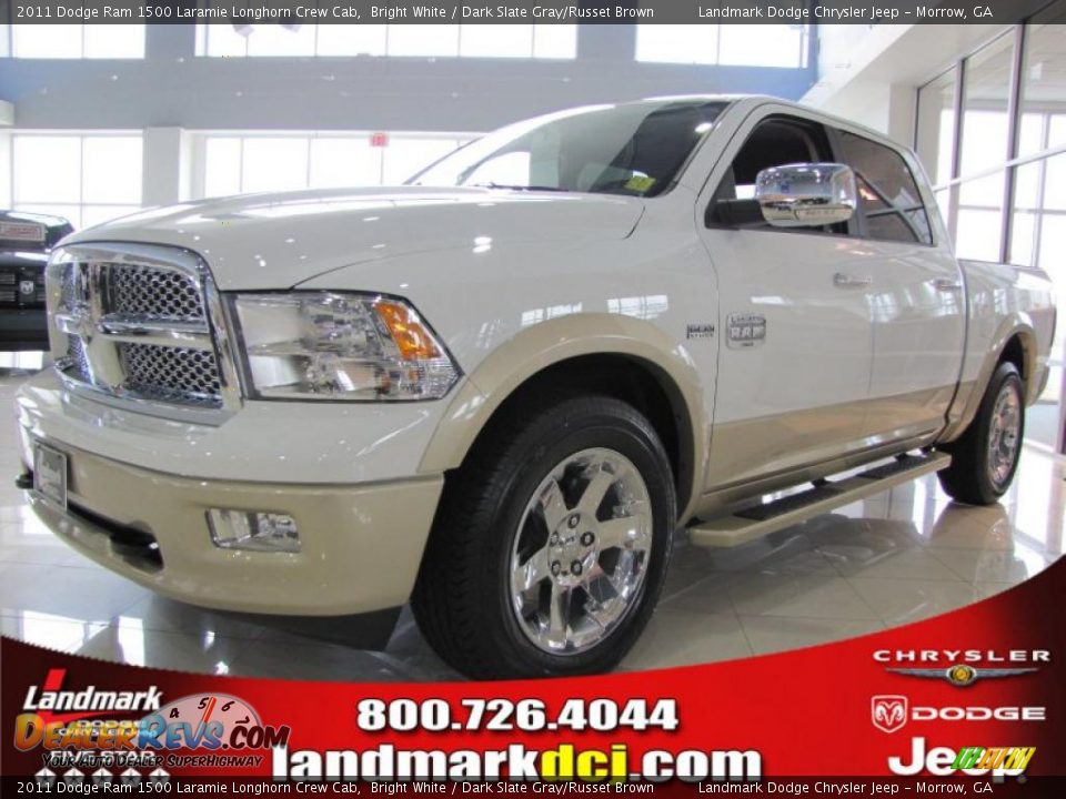 2011 Dodge Ram 1500 Laramie Longhorn Crew Cab Bright White / Dark Slate Gray/Russet Brown Photo #1