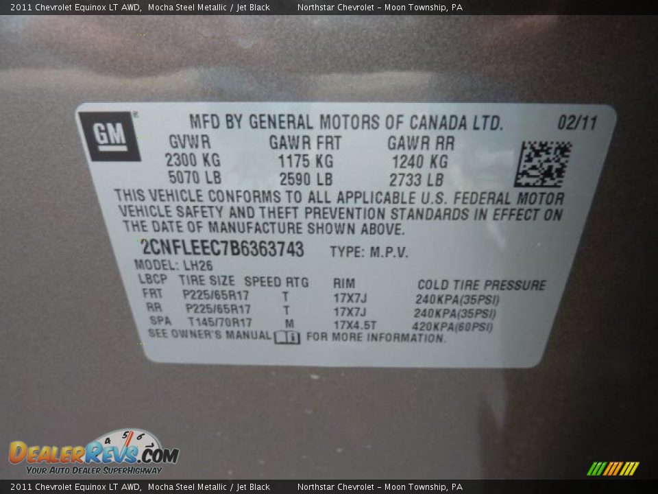 2011 Chevrolet Equinox LT AWD Mocha Steel Metallic / Jet Black Photo #17