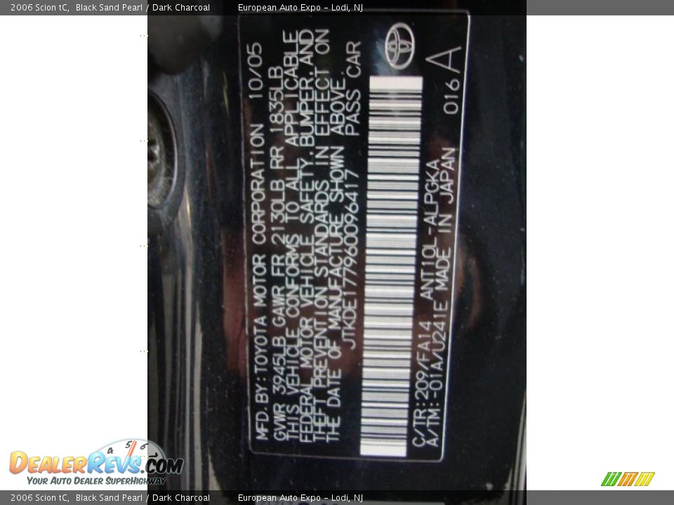 2006 Scion tC Black Sand Pearl / Dark Charcoal Photo #16