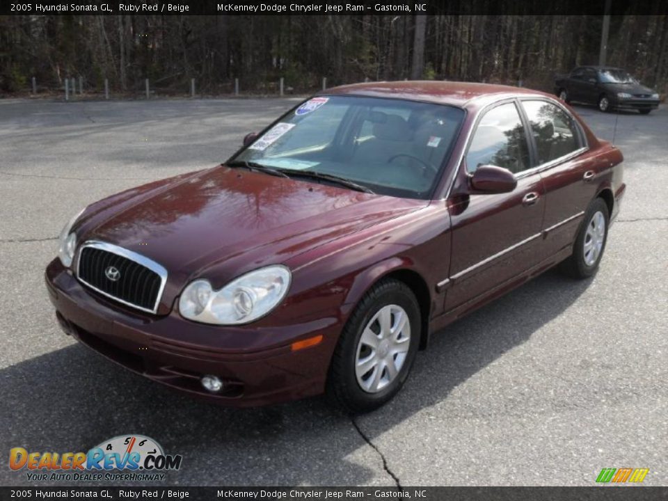 2005 Hyundai Sonata GL Ruby Red / Beige Photo #1