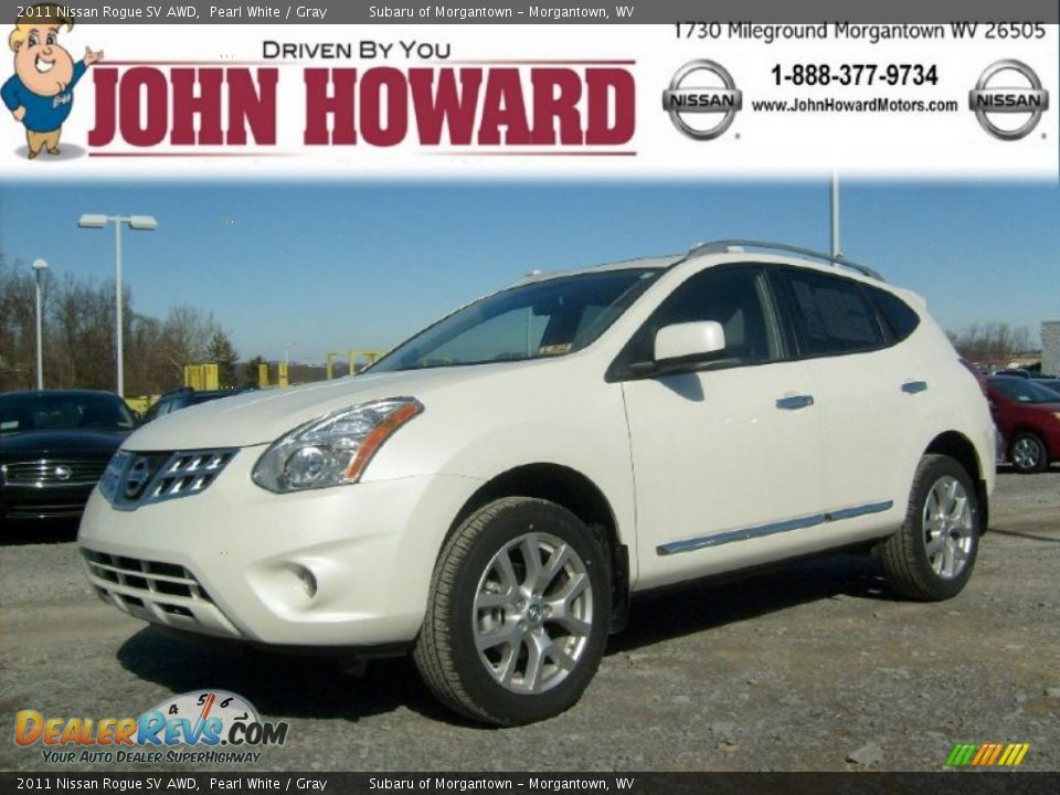 2011 Nissan Rogue SV AWD Pearl White / Gray Photo #1