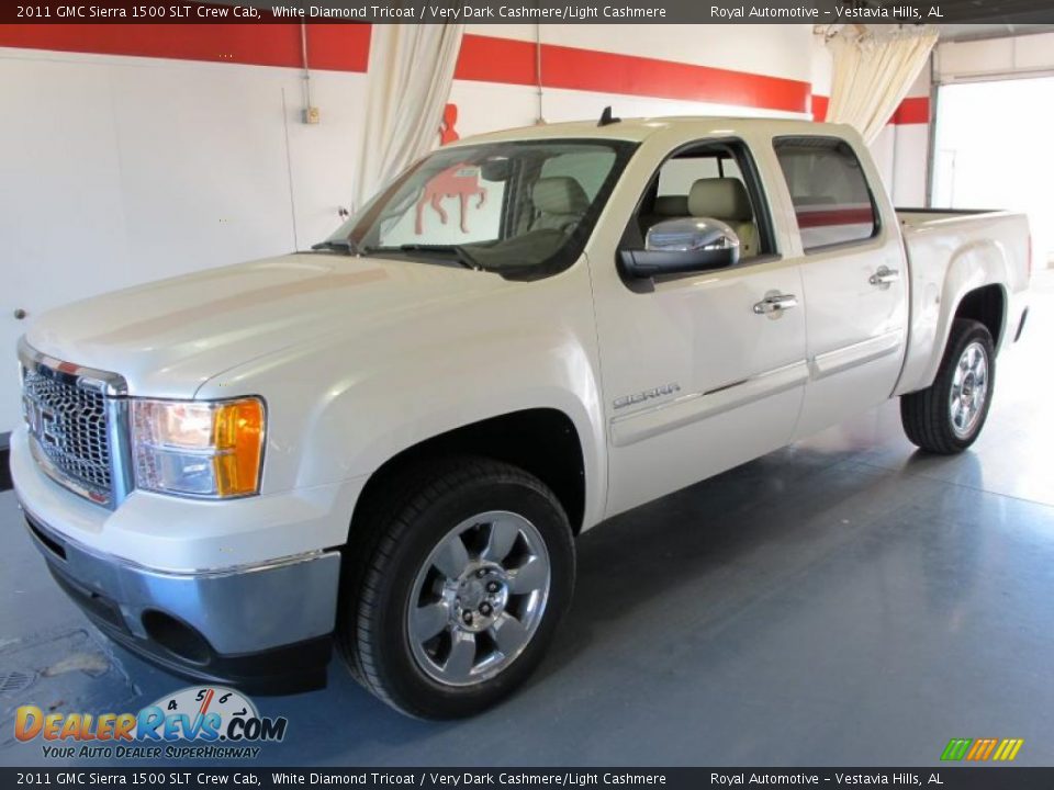 2011 GMC Sierra 1500 SLT Crew Cab White Diamond Tricoat / Very Dark Cashmere/Light Cashmere Photo #1