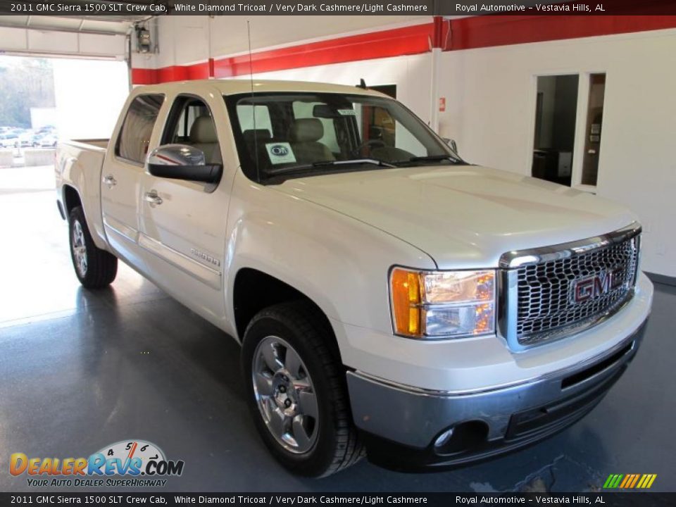 2011 GMC Sierra 1500 SLT Crew Cab White Diamond Tricoat / Very Dark Cashmere/Light Cashmere Photo #5