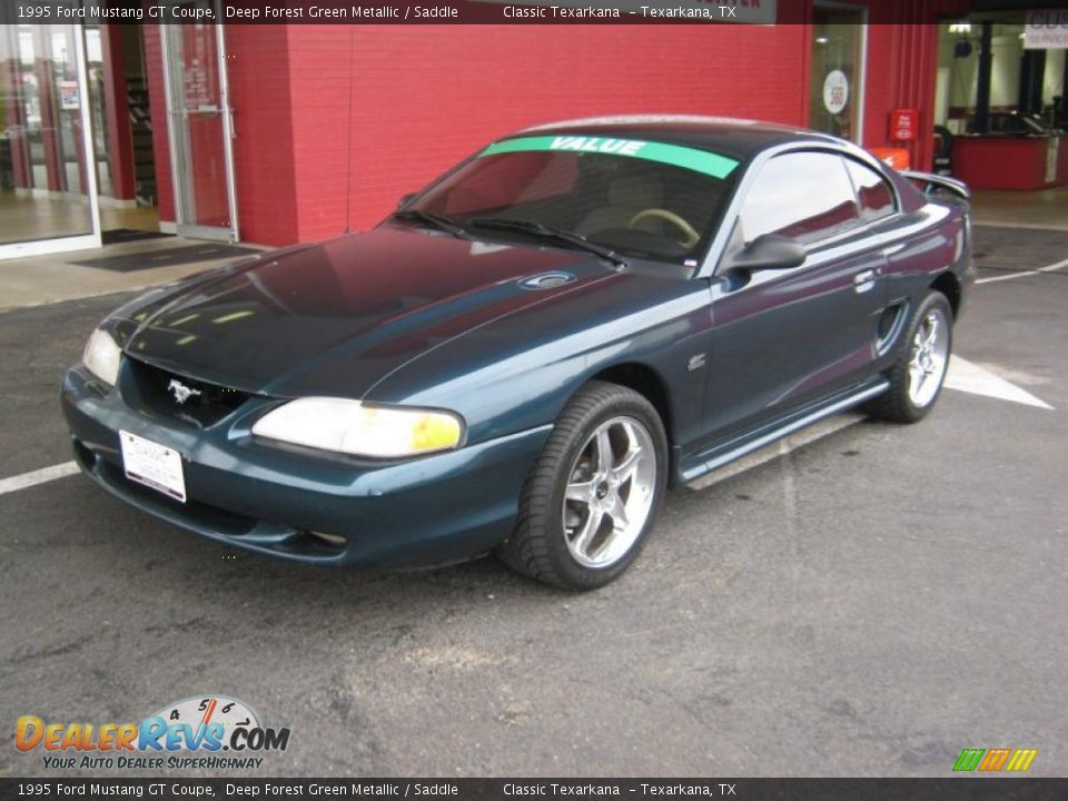 1995 Ford Mustang GT Coupe Deep Forest Green Metallic / Saddle Photo #1