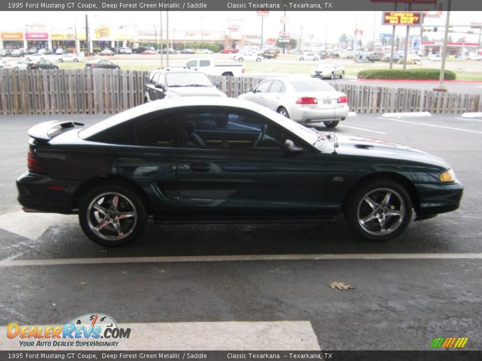 1995 Ford Mustang GT Coupe Deep Forest Green Metallic / Saddle Photo #6