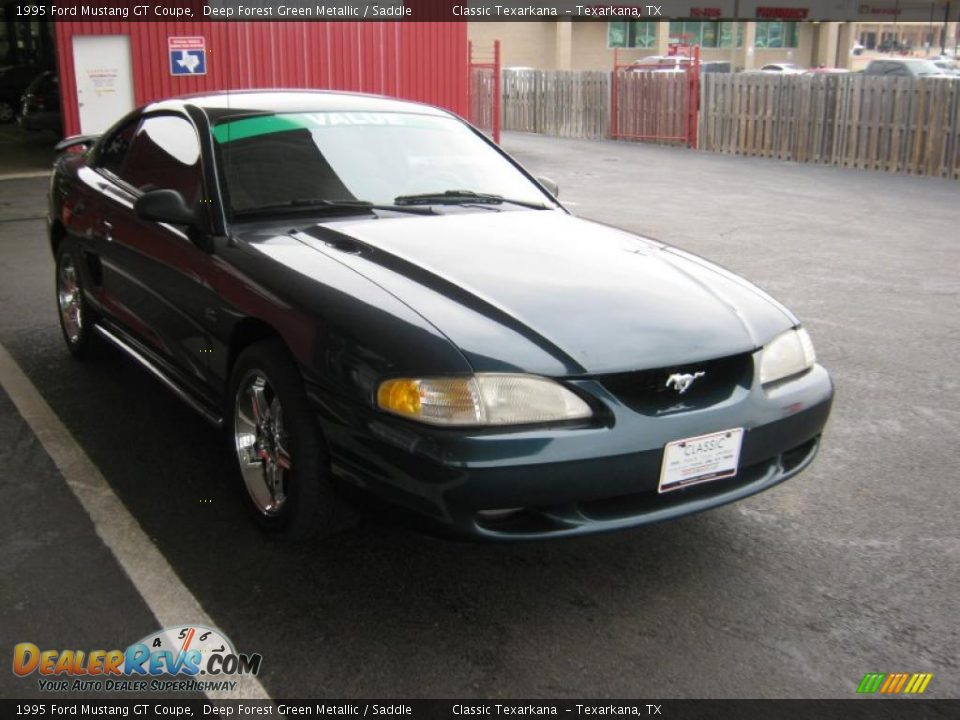 1995 Ford Mustang GT Coupe Deep Forest Green Metallic / Saddle Photo #7