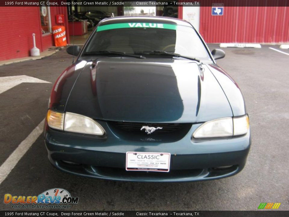 1995 Ford Mustang GT Coupe Deep Forest Green Metallic / Saddle Photo #8