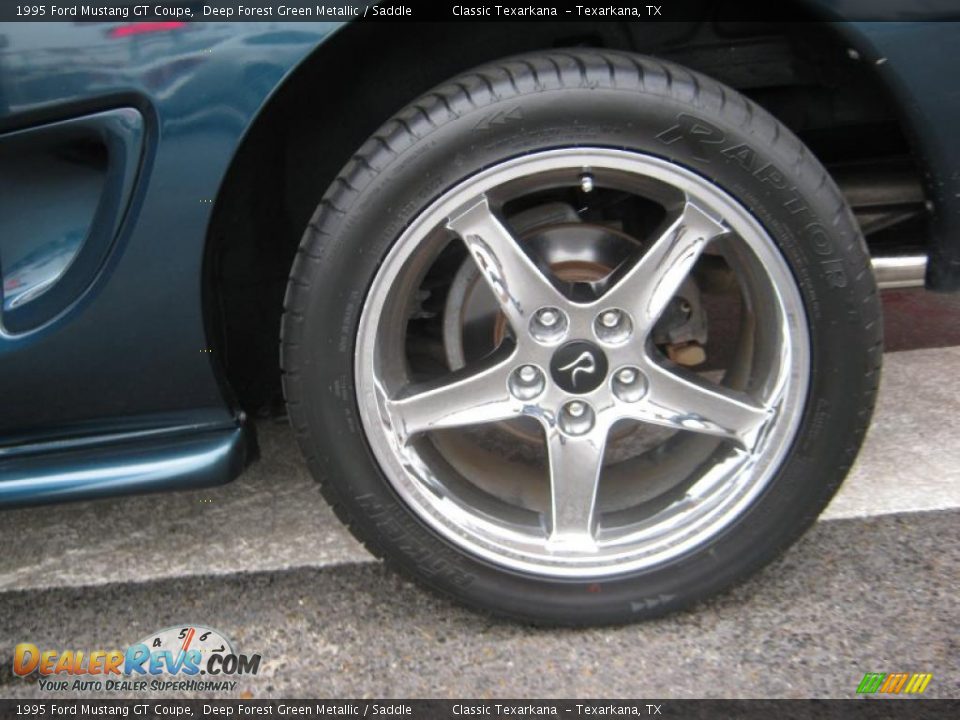 1995 Ford Mustang GT Coupe Deep Forest Green Metallic / Saddle Photo #19