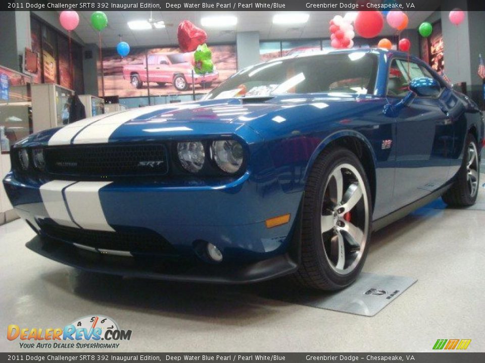2011 Dodge Challenger SRT8 392 Inaugural Edition Deep Water Blue Pearl / Pearl White/Blue Photo #1