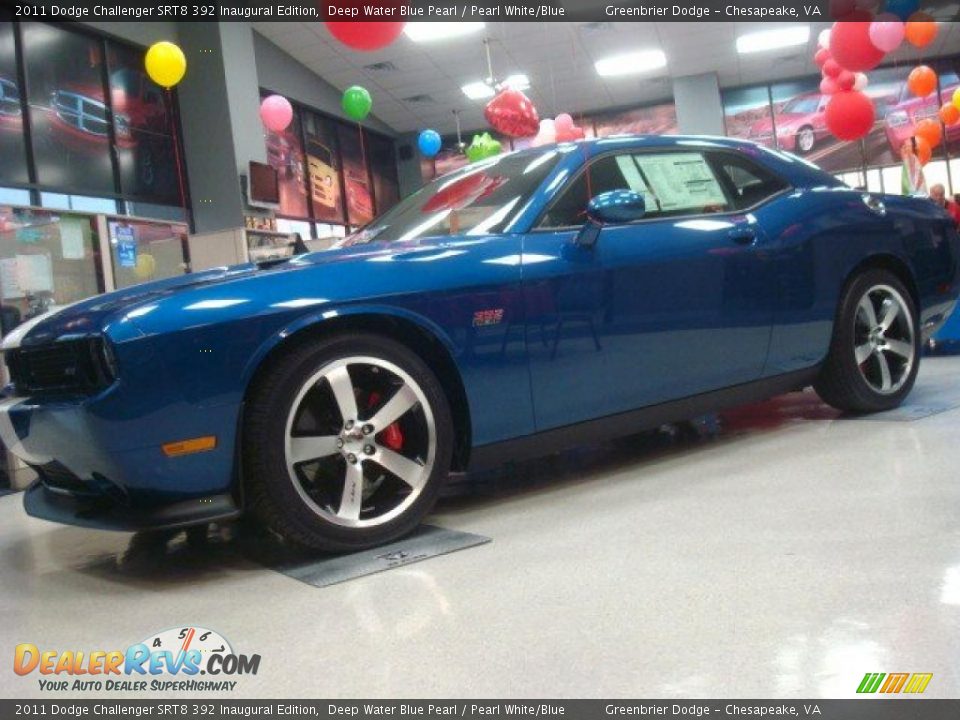 2011 Dodge Challenger SRT8 392 Inaugural Edition Deep Water Blue Pearl / Pearl White/Blue Photo #2