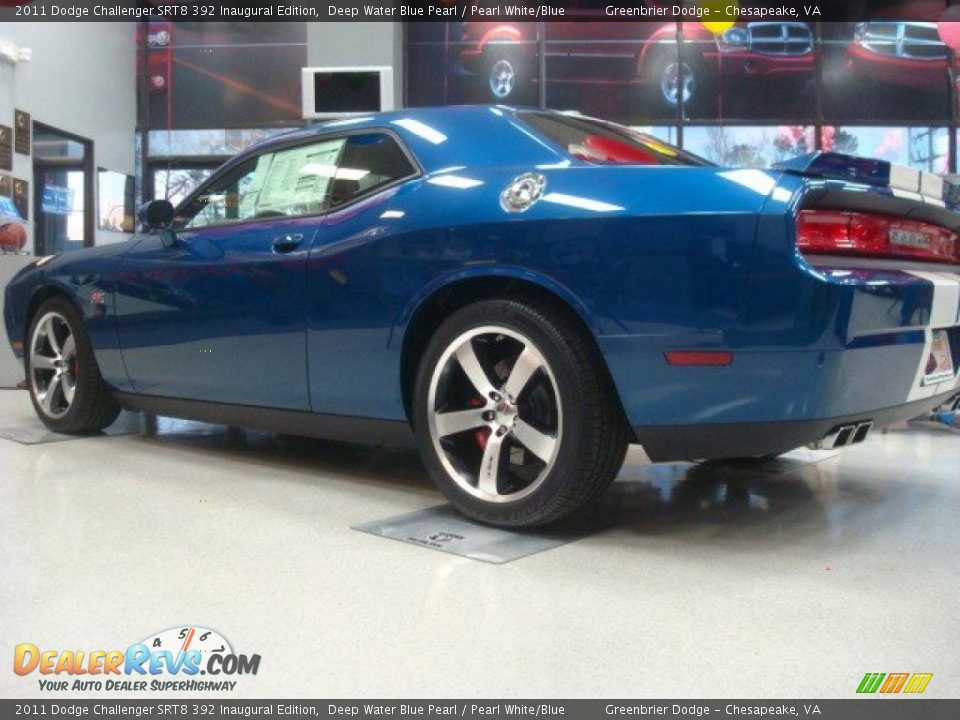2011 Dodge Challenger SRT8 392 Inaugural Edition Deep Water Blue Pearl / Pearl White/Blue Photo #3