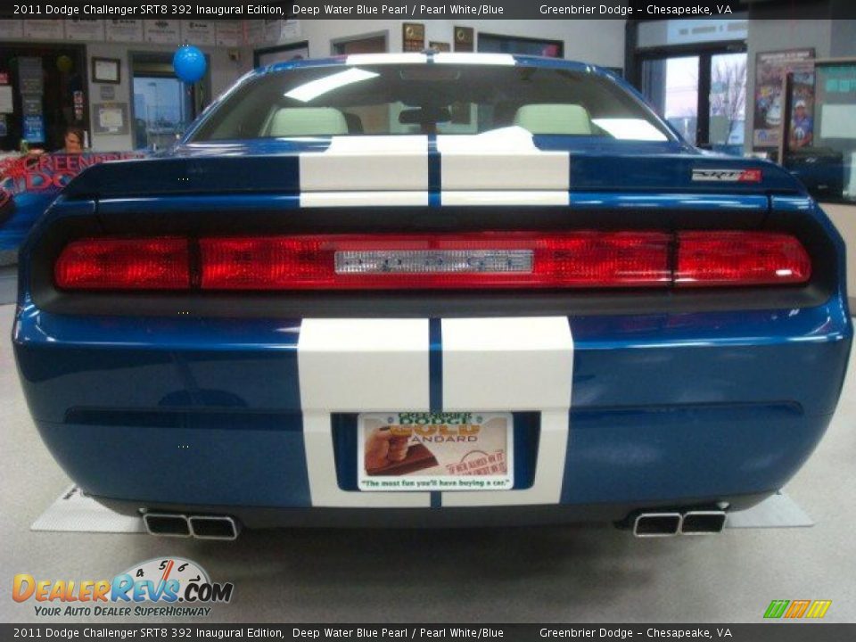 2011 Dodge Challenger SRT8 392 Inaugural Edition Deep Water Blue Pearl / Pearl White/Blue Photo #4