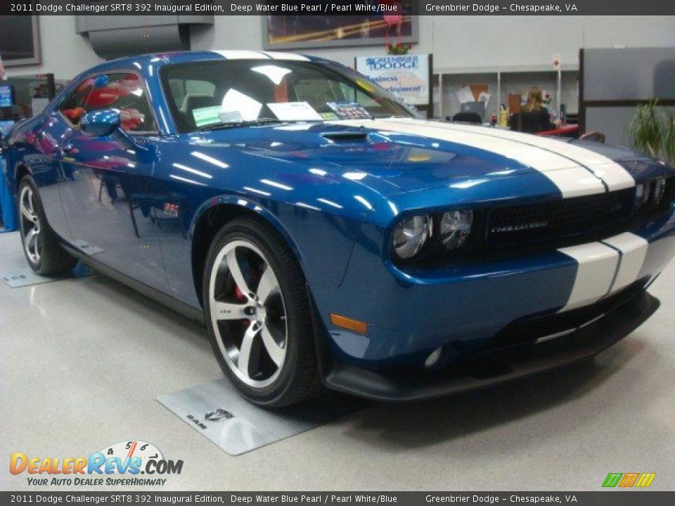 2011 Dodge Challenger SRT8 392 Inaugural Edition Deep Water Blue Pearl / Pearl White/Blue Photo #6