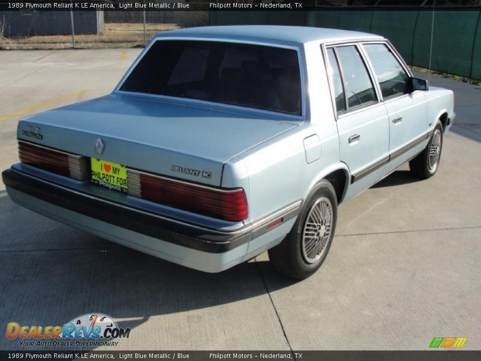 1989 Plymouth Reliant K LE America Light Blue Metallic / Blue Photo #3