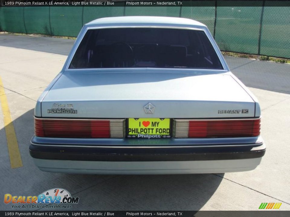 1989 Plymouth Reliant K LE America Light Blue Metallic / Blue Photo #4