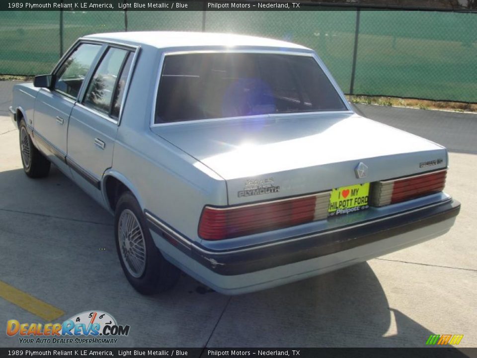 1989 Plymouth Reliant K LE America Light Blue Metallic / Blue Photo #5