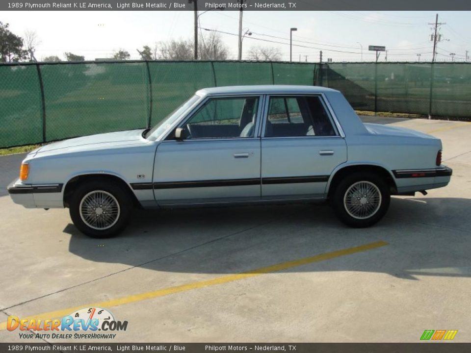 1989 Plymouth Reliant K LE America Light Blue Metallic / Blue Photo #6