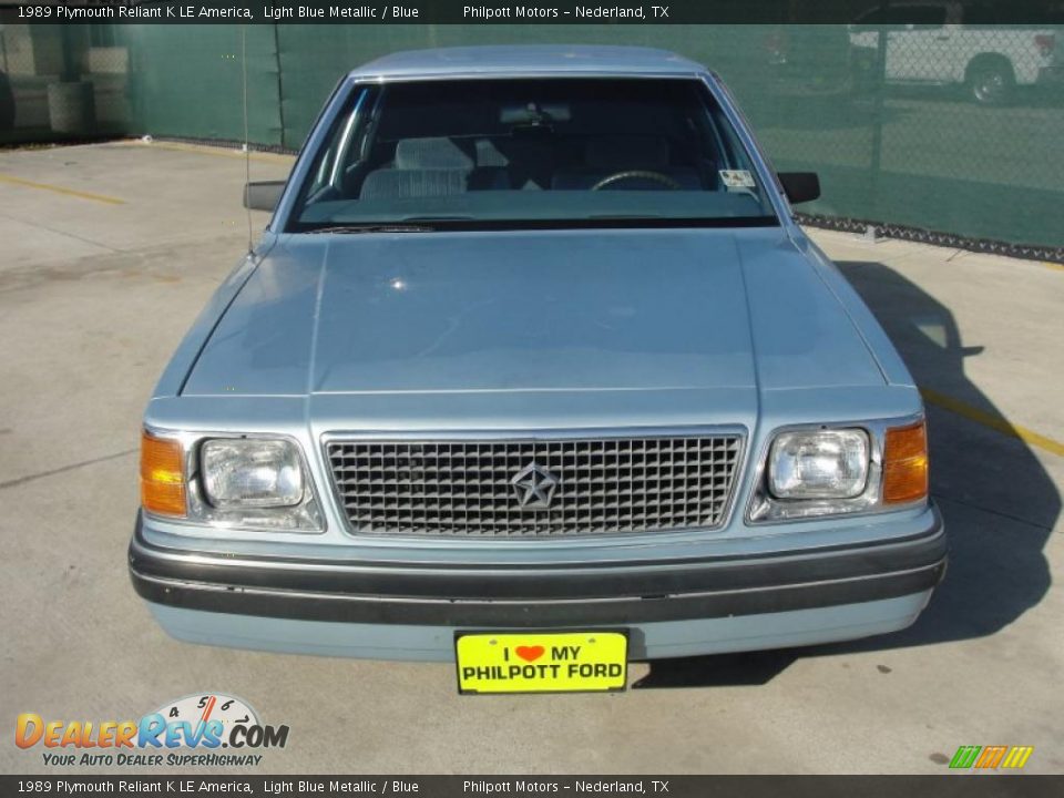 1989 Plymouth Reliant K LE America Light Blue Metallic / Blue Photo #8