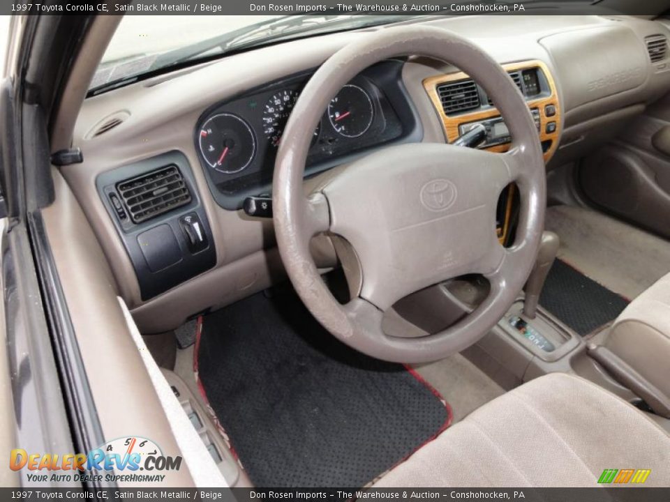 1997 Toyota Corolla CE Satin Black Metallic / Beige Photo #12