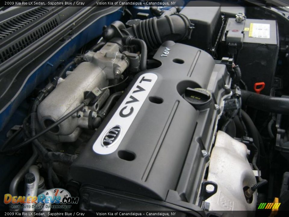 2009 Kia Rio LX Sedan 1.6 Liter DOHC 16-Valve CVVT 4 Cylinder Engine Photo #11
