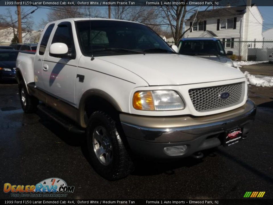 1999 Ford F150 Lariat Extended Cab 4x4 Oxford White / Medium Prairie Tan Photo #2