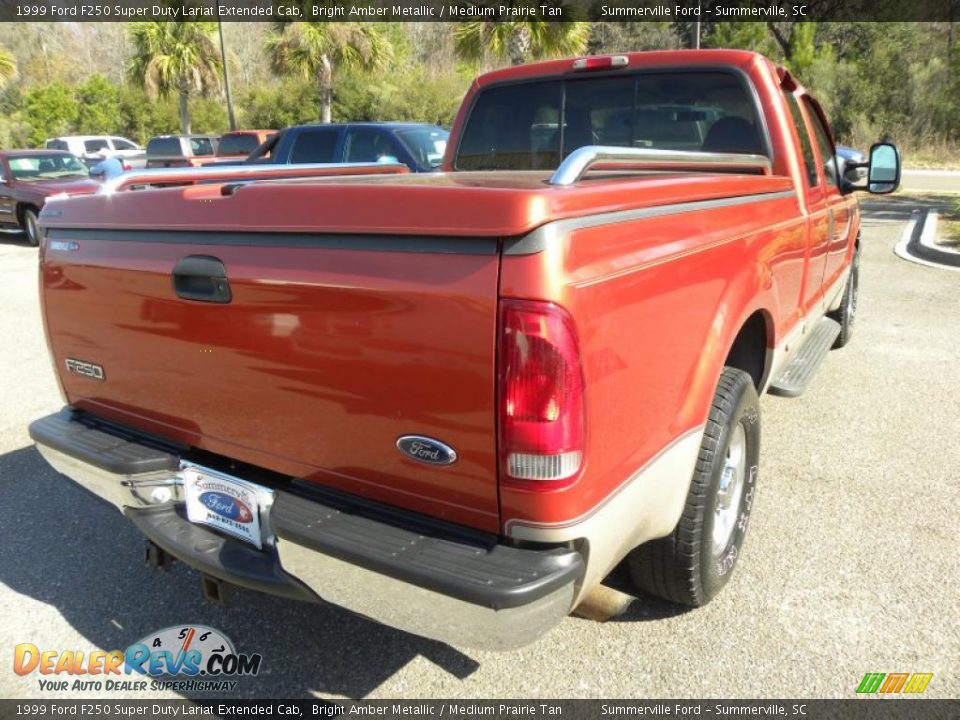 1999 Ford F250 Super Duty Lariat Extended Cab Bright Amber Metallic / Medium Prairie Tan Photo #13