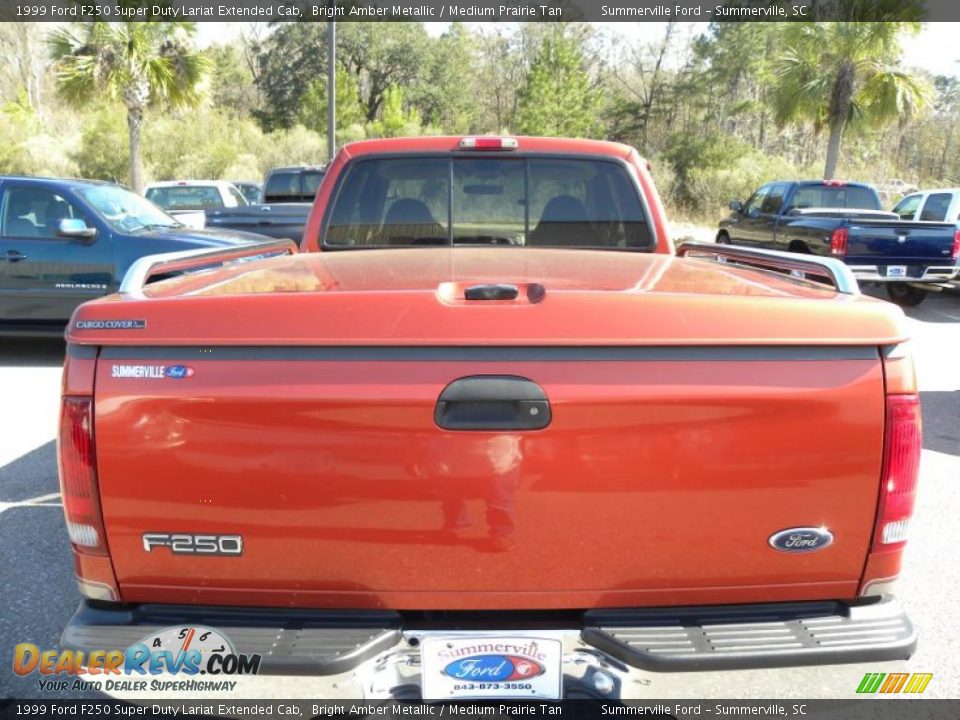 1999 Ford F250 Super Duty Lariat Extended Cab Bright Amber Metallic / Medium Prairie Tan Photo #15