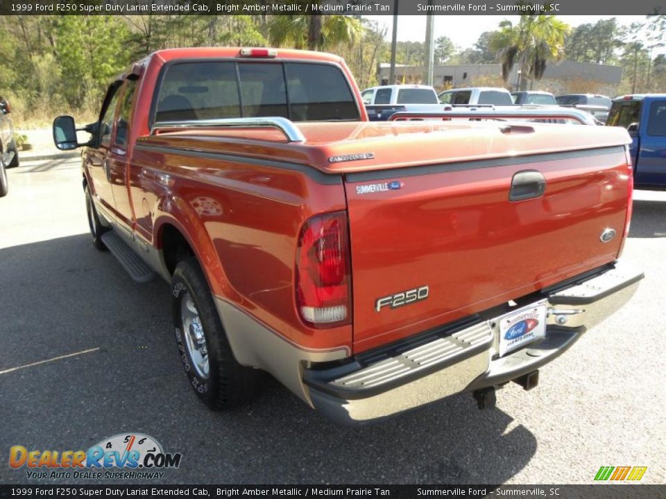 1999 Ford F250 Super Duty Lariat Extended Cab Bright Amber Metallic / Medium Prairie Tan Photo #16