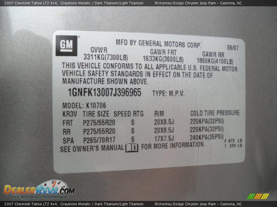 2007 Chevrolet Tahoe LTZ 4x4 Graystone Metallic / Dark Titanium/Light Titanium Photo #6