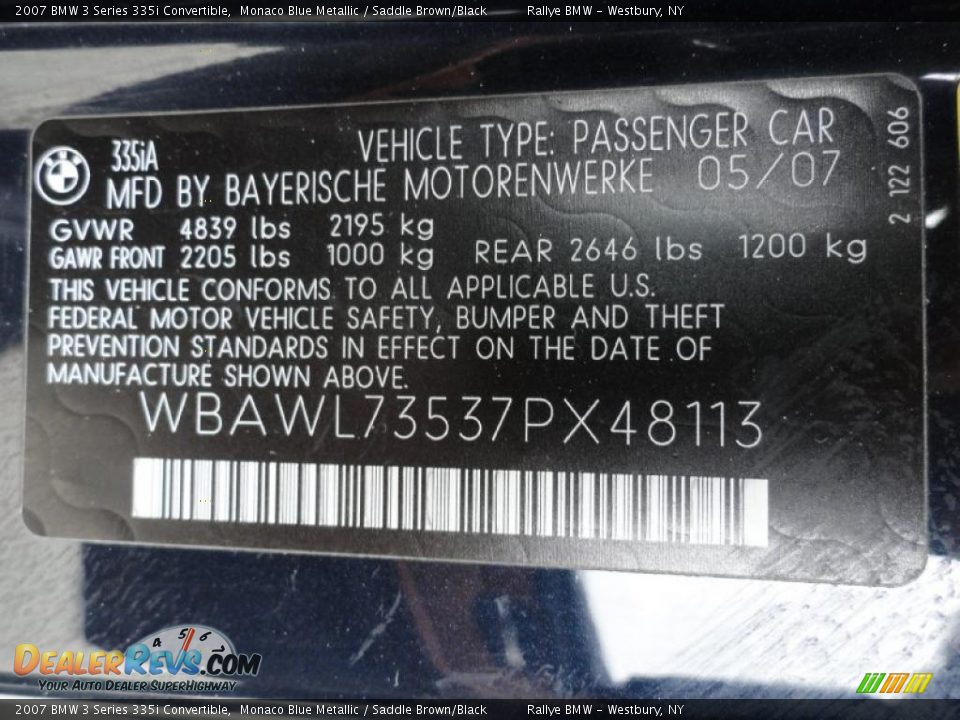 2007 BMW 3 Series 335i Convertible Monaco Blue Metallic / Saddle Brown/Black Photo #15